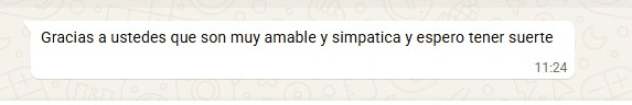 Mensaje de una clienta: “Gracias a ustedes que son muy amables y simpáticas”